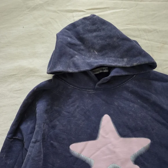 Aelfric Eden Blue and Pink Star Slouchy Hoodie Womens Small Medium Oversized